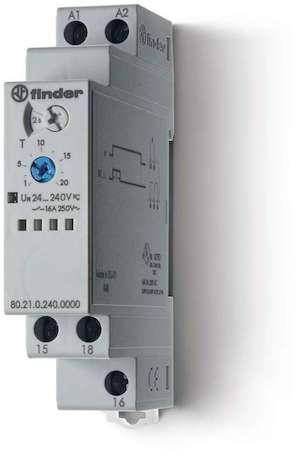 Finder Таймер модульный 1-функциональный (DI) 24…240В AC/DC 1CO 16А 17.5мм регулир. времени 0.1с…24ч IP20 FINDER 802102400000