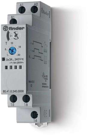 Finder Таймер модульный 1-функциональный (ВЕ) 24…240В AC/DC 1CO 16А 17.5мм 0.1с…24ч IP20 FINDER 804102400000