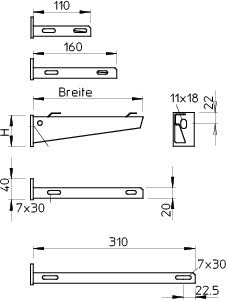 OBO Bettermann Кронштейн для проволочных лотков 110мм AWG 15 11 VA4571 OBO 6420642