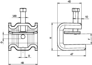 OBO Bettermann Зажим балочный d44х63х43.5мм SSP 20-40 M8 V4A OBO 1486294