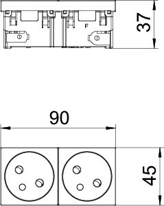 OBO Bettermann Розетка 2-м Modul45connect 10/16А 250В STD-F3C SWGR2 33град. франц. станд. черн. OBO 6120680