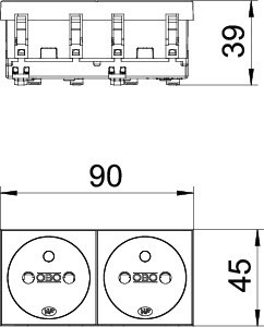 OBO Bettermann Розетка 2-м 10/16А 250В STD-F0 MZGN2 0град. франц. станд. зел. OBO 6120176