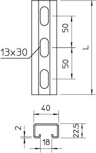 OBO Bettermann Рейка монтажная 2000х40х22.5 CPS 4L 2M V4A (дл.2м) OBO 1121963