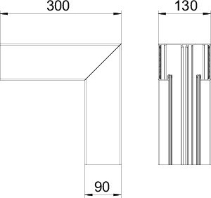 OBO Bettermann Угол внутренний нерегулируемый кабель-канала Rapid 80 90х130мм алюм. GA-SI90130EL OBO 6276943