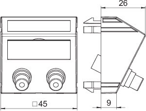 OBO Bettermann Рамка Modul45 мультимедийная Audio-Cinch MTS-2R L SWGR1 черн. OBO 6105057