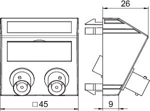 OBO Bettermann Рамка Modul45 мультимедийная Audio-BNC MTS-2BC F AL1 серебр. OBO 6105108