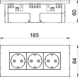 OBO Bettermann Блок укомплектованный розеточный AR45 3хModul45 84х185х59мм SDE-RW D0GN3 зел. OBO 6119415