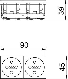 OBO Bettermann Розетка 2-м 16А 250В STD-F0K SRO2 прям. 0град. с заземл. красн. OBO 6120314