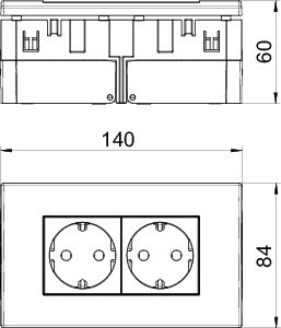 OBO Bettermann Блок укомплектованный розеточный AR45 2хModul45 84х140х59мм SDE-RW D0GN2 зел. OBO 6119408