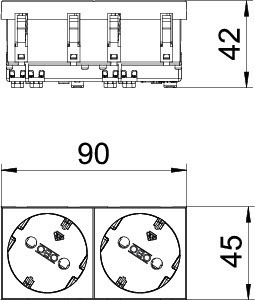 OBO Bettermann Розетка 2-м 10/16А 250В STD-D3 SWGR2 33град. с заземл. черн. OBO 6120110