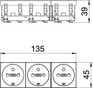 OBO Bettermann Розетка 3-м 10/16А 250В STD-F0 MZGN3 0град. франц. станд. зел. OBO 6120196