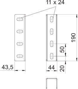 OBO Bettermann Элемент соединительный для профиля US 5 190х44 VUS 5 VA4571 OBO 6018509