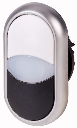 Кнопка сдвоенная с сигнальной лампой без фикс. M22-DDL-WS бел./черн. EATON 216704
