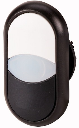Кнопка сдвоенная с сигнальной лампой без фикс. черное лицевое кольцо M22S-DDL-WS бел./черн. EATON 216705