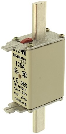 Предохранитель NH 125А 500В GL/GG 01 двойная индикация EATON 125NHG01B