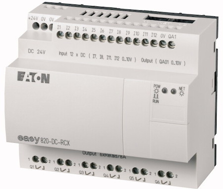 Реле программируемое 24В DC 12 DI 6DO реле 10А 1 AO часы реального времени EASY820-DC-RCX EATON 256272