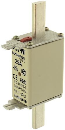 Предохранитель NH 25А 500В GL/GG 01 двойная индикация EATON 25NHG01B