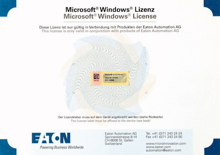 Лицензия на Windows CE 5.0 XV200 XVH300 XV (S) 400 LIC-OS-CE50-C EATON 140406