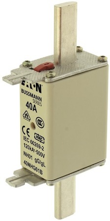 Предохранитель NH 40А 500В GL/GG 01 двойная индикация EATON 40NHG01B