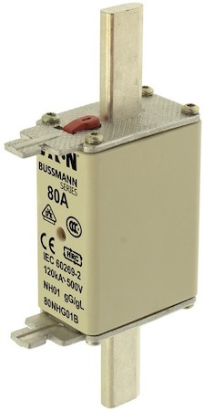 Предохранитель NH 80А 500В GL/GG 01 двойная индикация EATON 80NHG01B