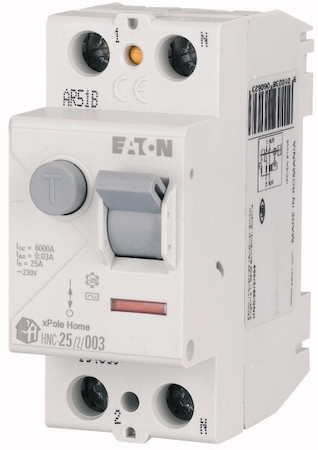 Выключатель дифференциального тока (УЗО) 2п 25А 30мА тип AC 6кА HNC-25/2/003 2мод. EATON 194690