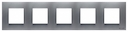 Рамка 5-постовая, 2-модульная, серия Zenit, цвет серебристый