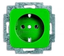 Розетка SCHUKO 16А 250В с защитными шторками, серия Reflex SI, цвет зеленый