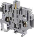 grey Screw Clamp Terminal Blocks M6/8.STP.RS equipped with 2 test sockets DIA. 4 mm / .16" pressure springs under wire clamps for bare wire or wire equipped with bent lug