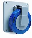 Socket-outlet, panel mounting, 12h, 16A, IP67, unified flange, angled, 2P+E