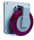 Socket-outlet, panel mounting, 3h, 32A, IP67, unified flange, angled, 3P+E