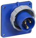 Inlet, panel mounting, 4h, 16A, IP67, unified flange, angled, 2P+E