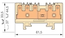 beige Railway Terminal Blocks HD6/9.5G 1 circuit. 1 terminal block with 5 tabs for 6,3 x 0,8 mm (.248" x .031") quick connect with possible testing and transverse connection