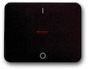 Клавиша для механизма 1-клавишного выключателя/переключателя/кнопки, с красной линзой, с маркировкой "I/O", серия alpha nea, махагон