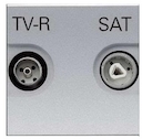 Розетка TV-R-SAT одиночная с накладкой, серия Zenit, цвет серебристый