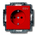 Розетка SCHUKO 16А 250В с маркировкой EDV, со шторками, серия solo/future, цвет красный