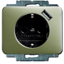 Розетка Schuko с устройством зарядным USB, 20 EUCBUSB-260-500, Alpha палладий, 16А, 700 мА, электронная защита от перегрузки и КЗ, безвинтовые клеммы, защитные шторки,