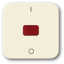 Клавиша для механизма 1-клавишного выключателя/переключателя/кнопки с красной линзой и маркировкой "I/O", серия Busch-Duro 2000 SI, цвет слоновая кость