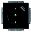 Розетка Schuko с устройством зарядным USB, 20 EUCBUSB-885-500, Future чёрный бархат, 16А, 700 мА, электронная защита от перегрузки и КЗ, безвинтовые клеммы, защитные шторки,