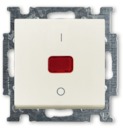 Механизм 1-клавишного, 2-полюсного выключателя, с клавишей, с линзой, с неоновой лампой, с маркировкой I/O, 20 А / 250 В, серия Basi 55, цвет chalet-white