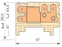 beige Railway Terminal Blocks HD6/8.2G.2G.2 1 terminal block with 4 tabs for 6,3 x 0,8 mm (.248" x .031") quick connect with possible testing and transverse connection