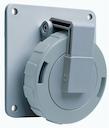Socket-outlet, panel mounting, 3h, 16A, IP67, unified flange, angled, 2P+E