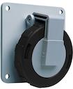 Socket-outlet, panel mounting, 7h, 32A, IP67, unified flange, angled, 3P+E