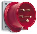 Inlet, panel mounting, 6h, 16A, IP44, minimized flange, straight, 3P+N+E