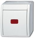 Переключатель 1-клавишный, контрольный, IP44, для открытого монтажа, серия ocean, цвет альпийский белый