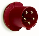 Inlet, panel mounting, 6h, 63A, IP44, unified flange, straight, 3P+N+E