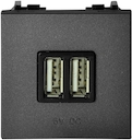Механизм USB зарядного устройства, 2М, 2х750 мА / 1х1500 мА, серия Zenit, цвет антрацит