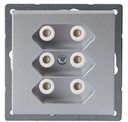 Розетка 3*EuroSocket 6А 230В, без заземления, алюминий