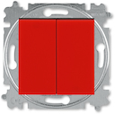 Выключатель кнопочный двухклавишный ABB Levit красный / дымчатый чёрный