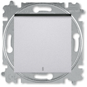 Выключатель кнопочный одноклавишный с подсветкой ABB Levit серебро / дымчатый чёрный