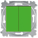Выключатель кнопочный двухклавишный ABB Levit зелёный / дымчатый чёрный